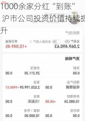 1000余家分红“到账” 沪市公司投资价值持续提升-第3张图片-苏希特新能源