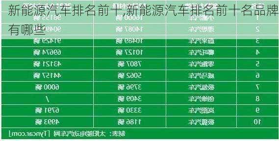 新能源汽车排名前十,新能源汽车排名前十名品牌有哪些-第3张图片-苏希特新能源