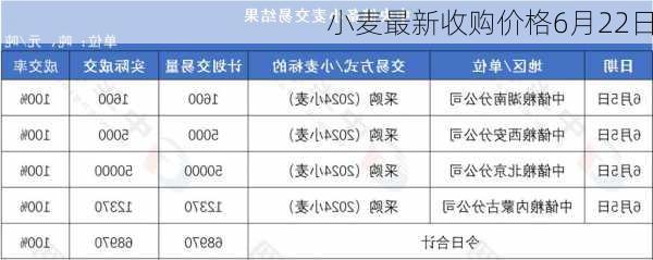 小麦最新收购价格6月22日-第3张图片-苏希特新能源