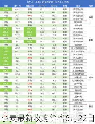 小麦最新收购价格6月22日-第2张图片-苏希特新能源