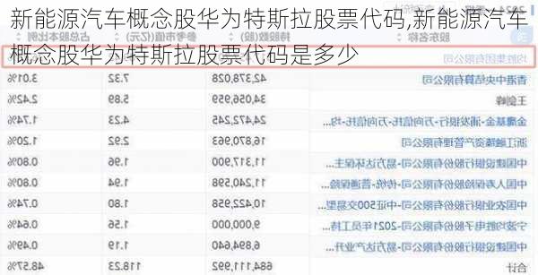 新能源汽车概念股华为特斯拉股票代码,新能源汽车概念股华为特斯拉股票代码是多少-第3张图片-苏希特新能源