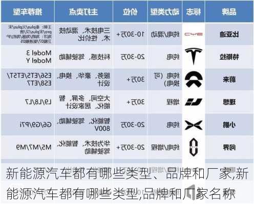 新能源汽车都有哪些类型、品牌和厂家,新能源汽车都有哪些类型,品牌和厂家名称-第1张图片-苏希特新能源