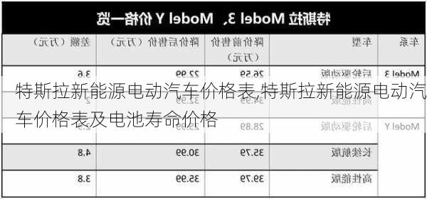 特斯拉新能源电动汽车价格表,特斯拉新能源电动汽车价格表及电池寿命价格-第3张图片-苏希特新能源