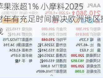 苹果涨超1% 小摩料2025财年有充足时间解决欧洲地区挑战