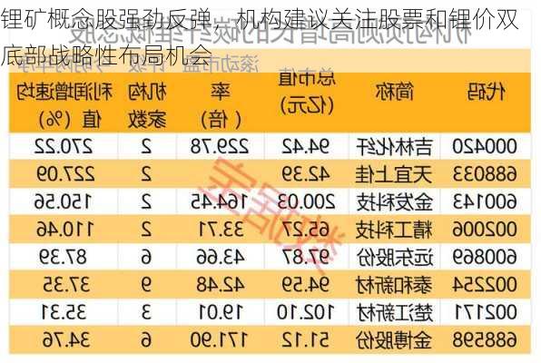 锂矿概念股强劲反弹，机构建议关注股票和锂价双底部战略性布局机会-第3张图片-苏希特新能源