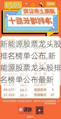 新能源股票龙头股排名榜单公布,新能源股票龙头股排名榜单公布最新-第3张图片-苏希特新能源