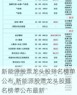 新能源股票龙头股排名榜单公布,新能源股票龙头股排名榜单公布最新-第2张图片-苏希特新能源