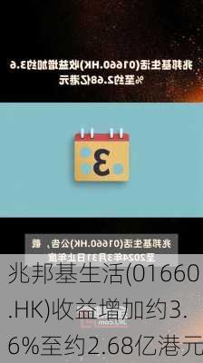 兆邦基生活(01660.HK)收益增加约3.6%至约2.68亿港元