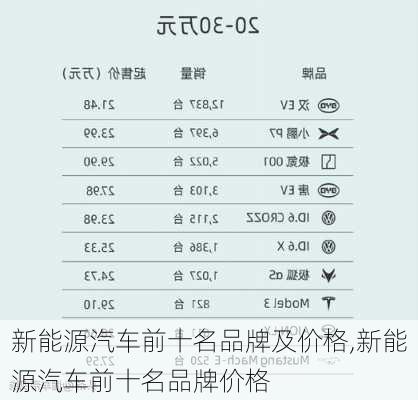 新能源汽车前十名品牌及价格,新能源汽车前十名品牌价格-第3张图片-苏希特新能源