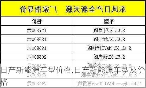 日产新能源车型价格,日产新能源车型及价格-第1张图片-苏希特新能源