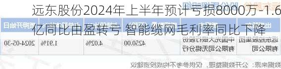 远东股份2024年上半年预计亏损8000万-1.6亿同比由盈转亏 智能缆网毛利率同比下降-第2张图片-苏希特新能源