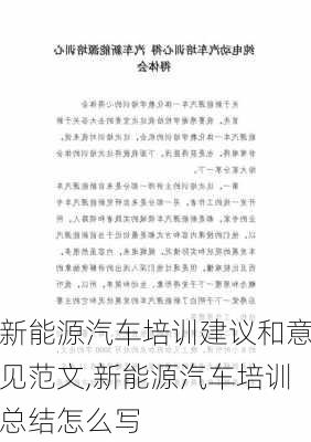 新能源汽车培训建议和意见范文,新能源汽车培训总结怎么写-第1张图片-苏希特新能源