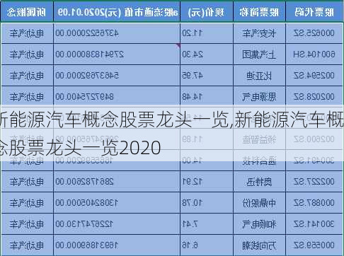 新能源汽车概念股票龙头一览,新能源汽车概念股票龙头一览2020-第2张图片-苏希特新能源