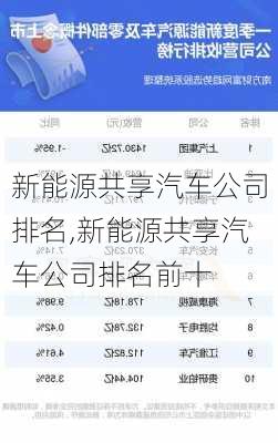新能源共享汽车公司排名,新能源共享汽车公司排名前十-第1张图片-苏希特新能源