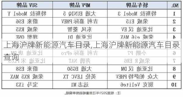 上海沪牌新能源汽车目录,上海沪牌新能源汽车目录查询