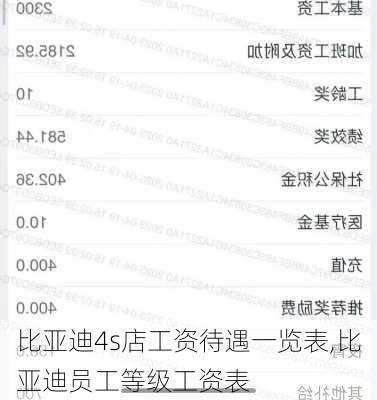 比亚迪4s店工资待遇一览表,比亚迪员工等级工资表-第3张图片-苏希特新能源