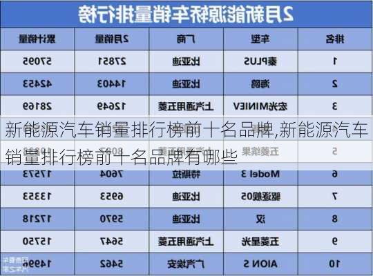 新能源汽车销量排行榜前十名品牌,新能源汽车销量排行榜前十名品牌有哪些-第1张图片-苏希特新能源