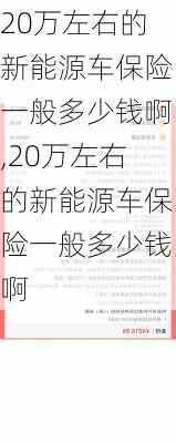 20万左右的新能源车保险一般多少钱啊,20万左右的新能源车保险一般多少钱啊