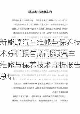 新能源汽车维修与保养技术分析报告,新能源汽车维修与保养技术分析报告总结-第1张图片-苏希特新能源