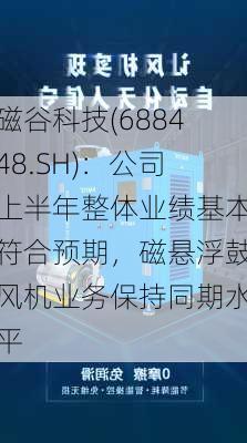 磁谷科技(688448.SH)：公司上半年整体业绩基本符合预期，磁悬浮鼓风机业务保持同期水平-第1张图片-苏希特新能源