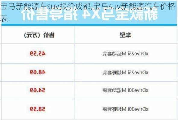 宝马新能源车suv报价成都,宝马suv新能源汽车价格表-第3张图片-苏希特新能源