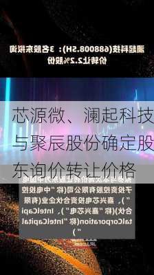 芯源微、澜起科技与聚辰股份确定股东询价转让价格-第3张图片-苏希特新能源