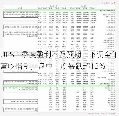 UPS二季度盈利不及预期，下调全年营收指引，盘中一度暴跌超13%-第3张图片-苏希特新能源