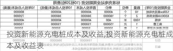 投资新能源充电桩成本及收益,投资新能源充电桩成本及收益表