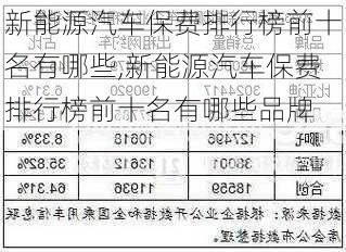 新能源汽车保费排行榜前十名有哪些,新能源汽车保费排行榜前十名有哪些品牌