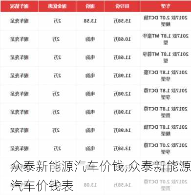 众泰新能源汽车价钱,众泰新能源汽车价钱表-第3张图片-苏希特新能源