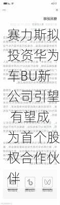 赛力斯拟投资华为车BU新公司引望 有望成为首个股权合作伙伴-第2张图片-苏希特新能源