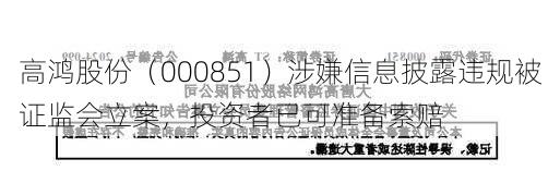 高鸿股份（000851）涉嫌信息披露违规被证监会立案，投资者已可准备索赔-第3张图片-苏希特新能源