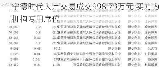 宁德时代大宗交易成交998.79万元 买方为机构专用席位-第2张图片-苏希特新能源