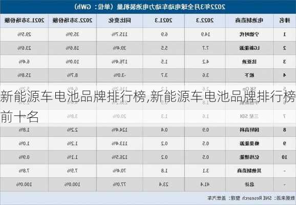 新能源车电池品牌排行榜,新能源车电池品牌排行榜前十名-第1张图片-苏希特新能源