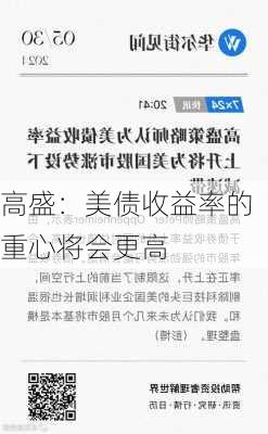 高盛：美债收益率的重心将会更高