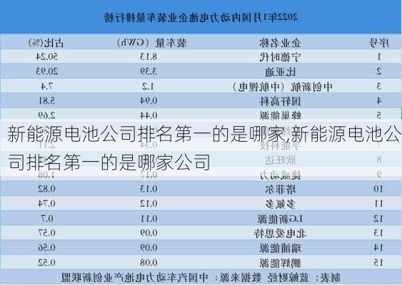 新能源电池公司排名第一的是哪家,新能源电池公司排名第一的是哪家公司-第3张图片-苏希特新能源