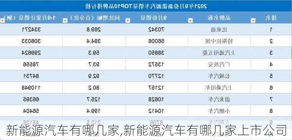 新能源汽车有哪几家,新能源汽车有哪几家上市公司