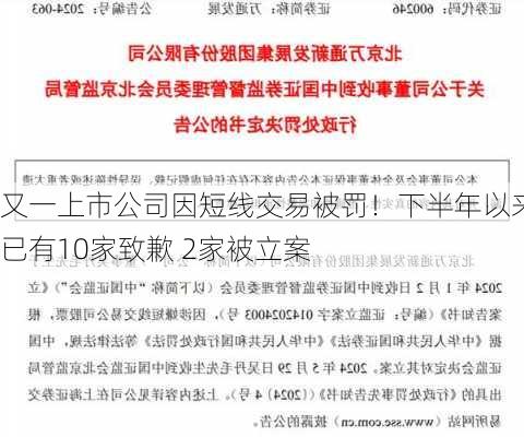 又一上市公司因短线交易被罚！下半年以来已有10家致歉 2家被立案-第1张图片-苏希特新能源