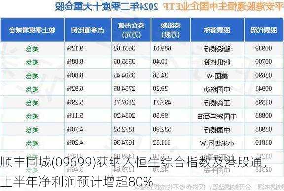 顺丰同城(09699)获纳入恒生综合指数及港股通，上半年净利润预计增超80%-第3张图片-苏希特新能源