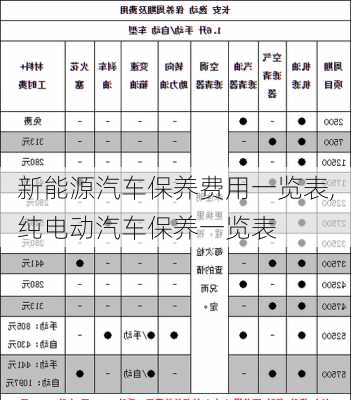 新能源汽车保养费用一览表,纯电动汽车保养一览表-第2张图片-苏希特新能源