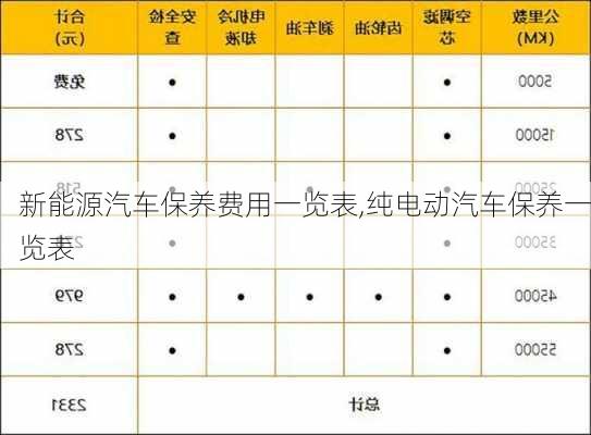 新能源汽车保养费用一览表,纯电动汽车保养一览表-第3张图片-苏希特新能源