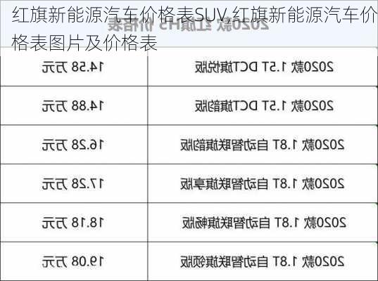 红旗新能源汽车价格表SUV,红旗新能源汽车价格表图片及价格表