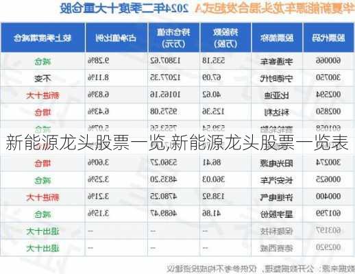 新能源龙头股票一览,新能源龙头股票一览表-第1张图片-苏希特新能源