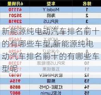 新能源纯电动汽车排名前十的有哪些车型,新能源纯电动汽车排名前十的有哪些车型呢-第3张图片-苏希特新能源