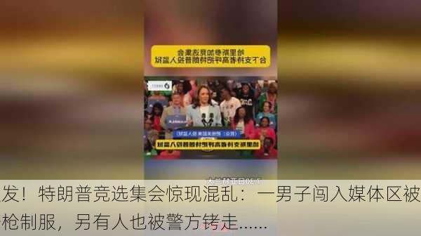 突发！特朗普竞选集会惊现混乱：一男子闯入媒体区被电击枪制服，另有人也被警方铐走......