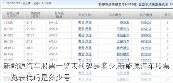 新能源汽车股票一览表代码是多少,新能源汽车股票一览表代码是多少号-第2张图片-苏希特新能源