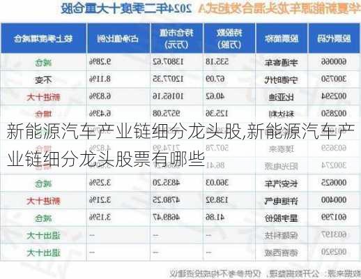 新能源汽车产业链细分龙头股,新能源汽车产业链细分龙头股票有哪些