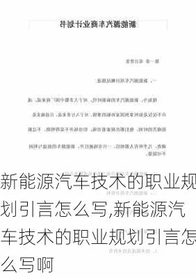 新能源汽车技术的职业规划引言怎么写,新能源汽车技术的职业规划引言怎么写啊-第2张图片-苏希特新能源