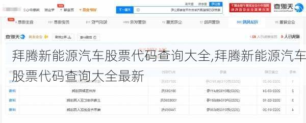 拜腾新能源汽车股票代码查询大全,拜腾新能源汽车股票代码查询大全最新-第1张图片-苏希特新能源