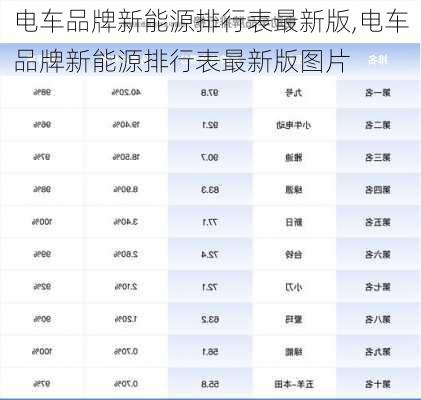 电车品牌新能源排行表最新版,电车品牌新能源排行表最新版图片-第2张图片-苏希特新能源